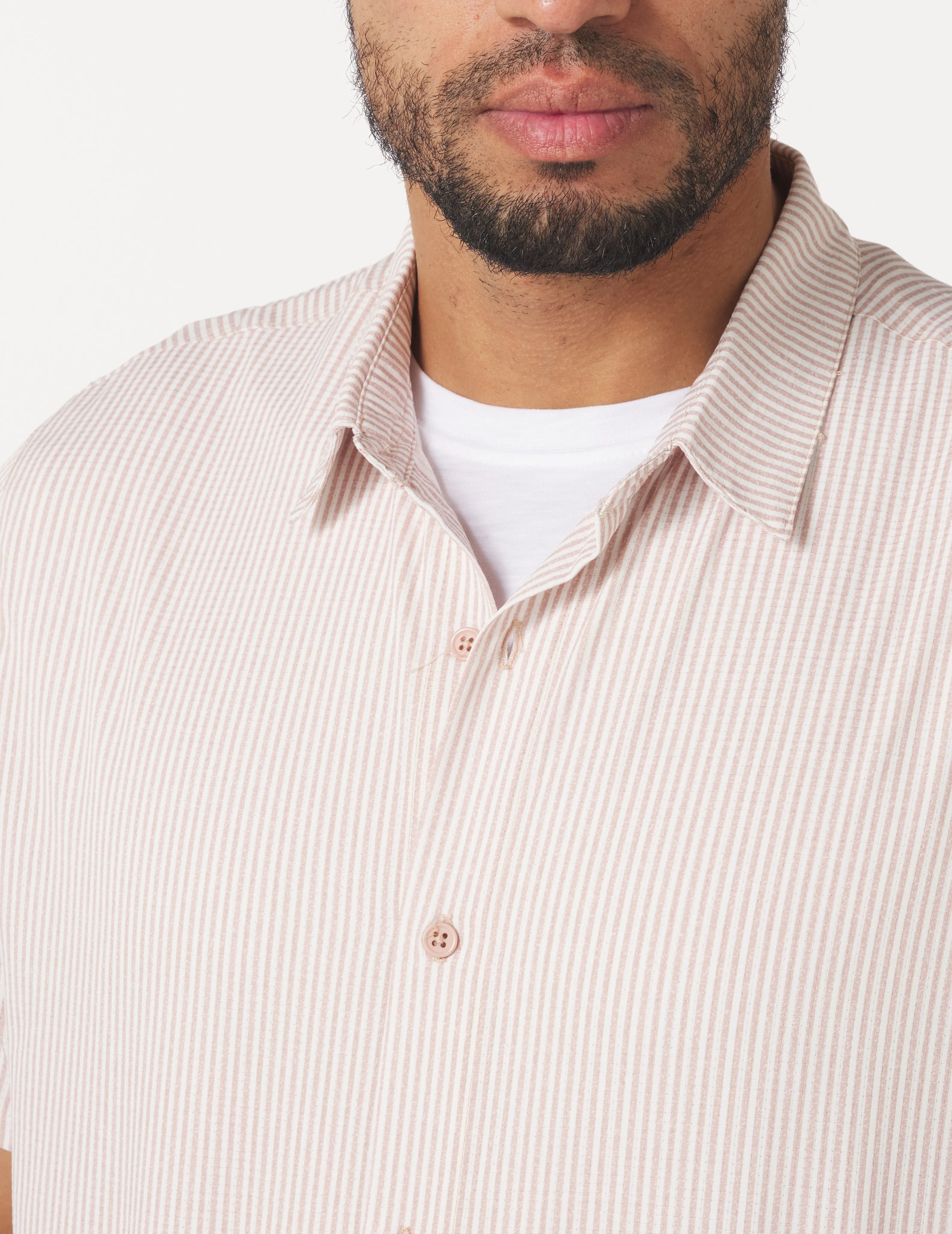 Zephyr Shirt: Adobe Rose Stripe