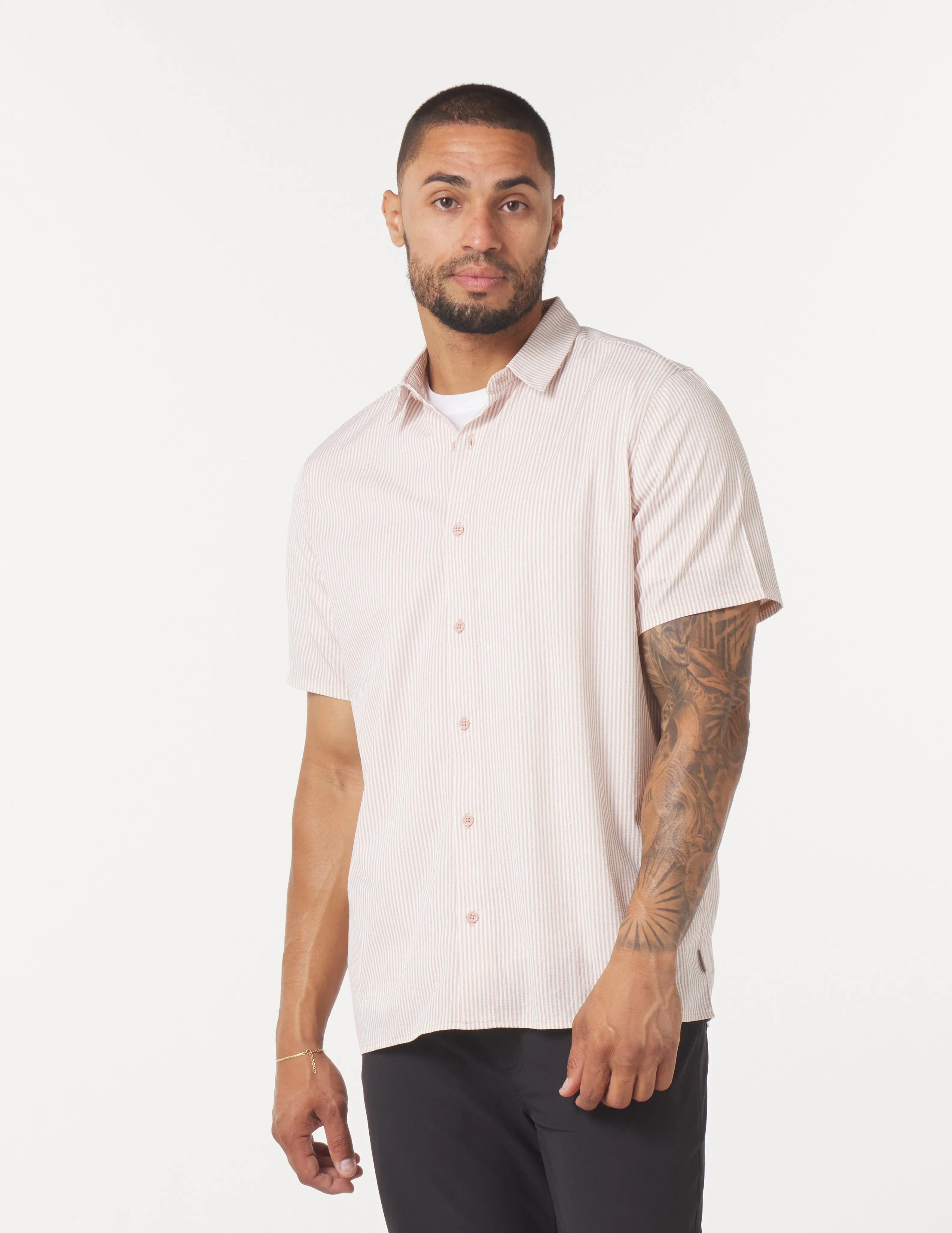 Zephyr Shirt: Adobe Rose Stripe