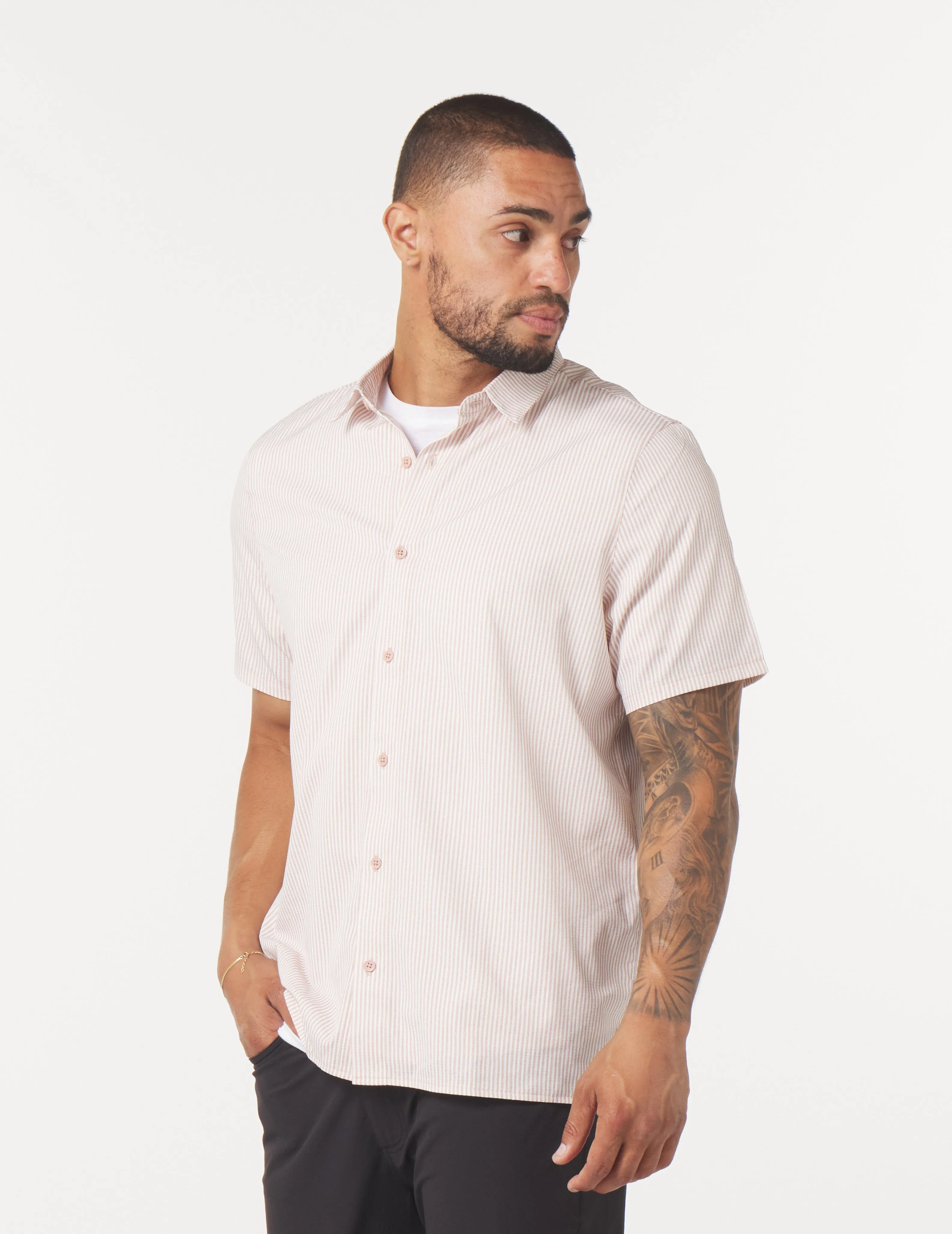 Zephyr Shirt: Adobe Rose Stripe