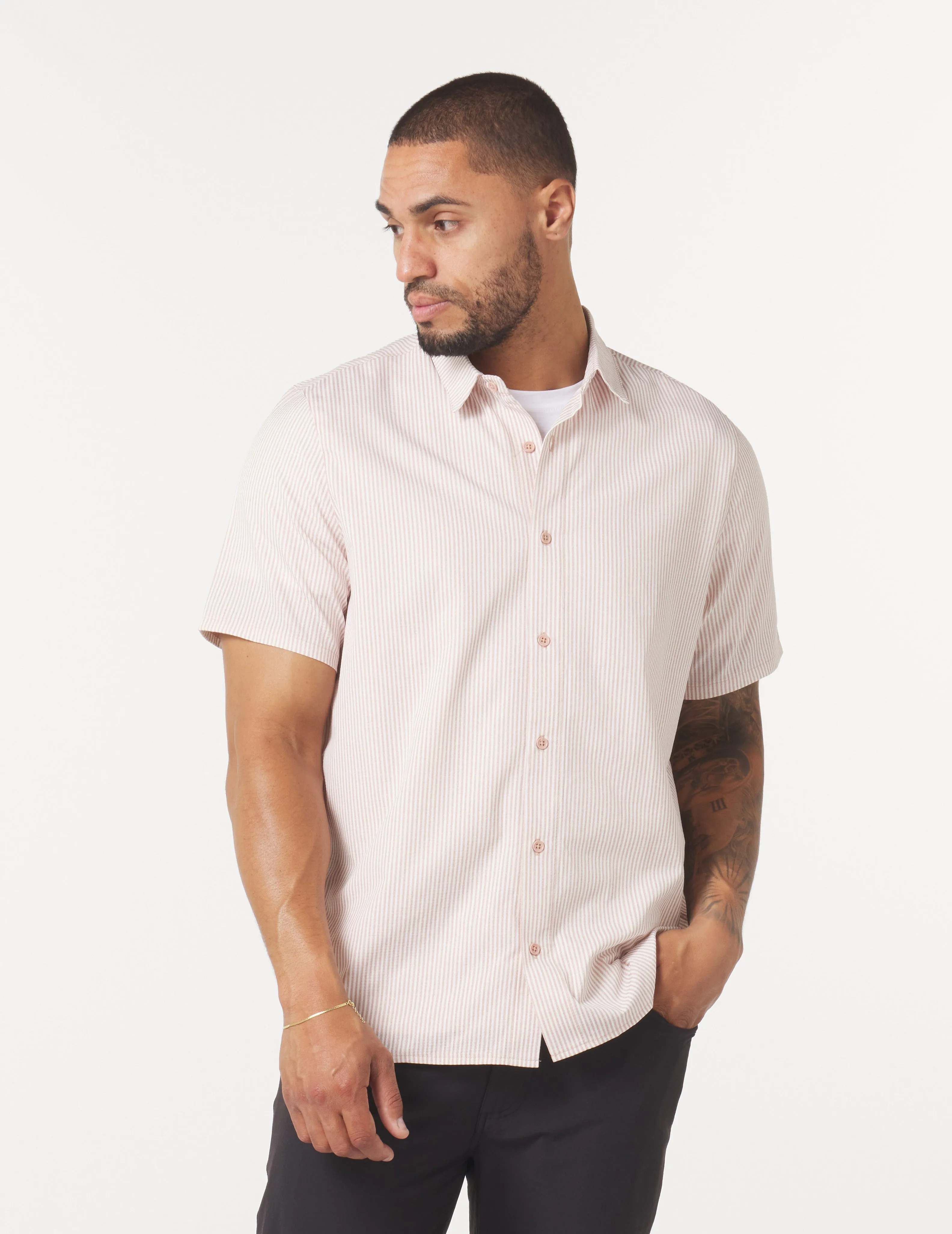 Zephyr Shirt: Adobe Rose Stripe